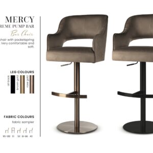 MERCY SUPREME PUMP bárszék | állítható magasságú táskarugós forgó bárszék, választható szövet / lábszín